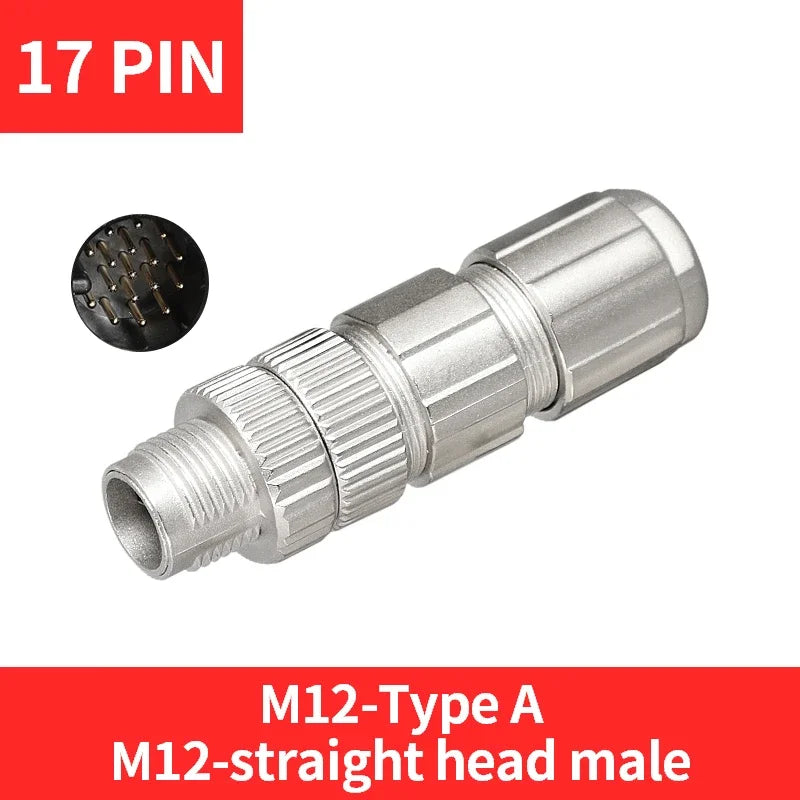 5/10/20 Pcs M12 4/5/6/8/12/17 Pin Shielded Sensor Connector Male Female Metal Assembly Aviation Plug