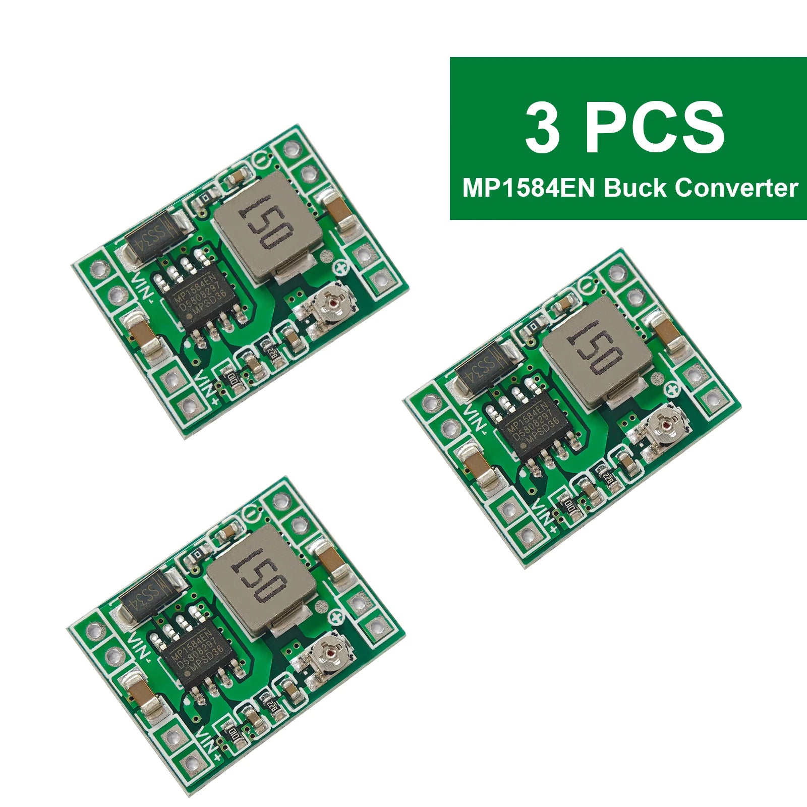 6pcs Mini MP1584EN DC-DC Buck Converter 3A Adjustable Power Supply Module 24V to 12V 9V 5V 3.3V Step-Down LM2596