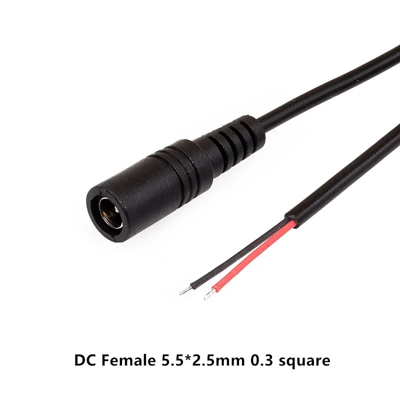 DC Power Plug 5.5 X 2.1 2.5mm 5.5 * 2.1mm Male Female CCTV Adapter Connector Cable Extension Cords 12V Surveillance Camera