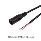 DC Power Plug 5.5 X 2.1 2.5mm 5.5 * 2.1mm Male Female CCTV Adapter Connector Cable Extension Cords 12V Surveillance Camera