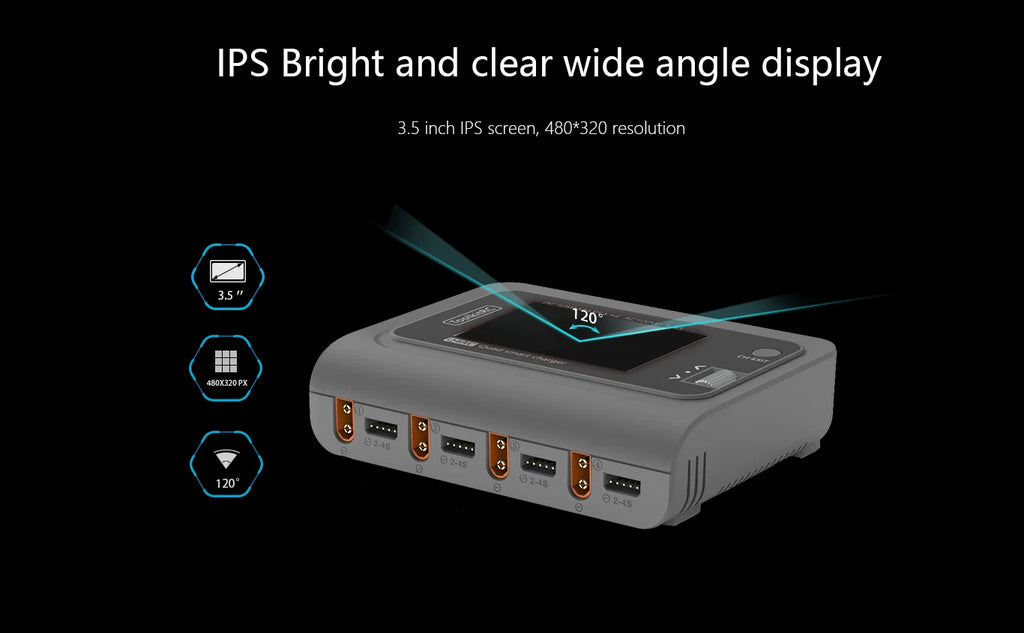 ToolkitRC Q4AC 4x50W 5A AC 100W 4 Port DC Smart Discharger Charger XT60/XT30 Optional for 1-4S Lipo Battery