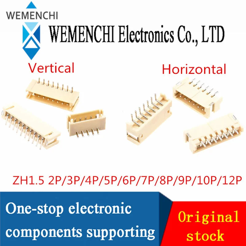 10Sets ZH1.5 2P3P4P5P6P7P8P9P10Pin Connector 1.5MM Pitch Vertical  Horizontal SMD Pin Header + Housing + Terminal