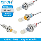 OMCH Hall Switch NJK-5002 Proximity Inductive Magnetic Pole Sensor M8/M12 Normally Open/Closed 24V Hall Effect Proximity Sensor