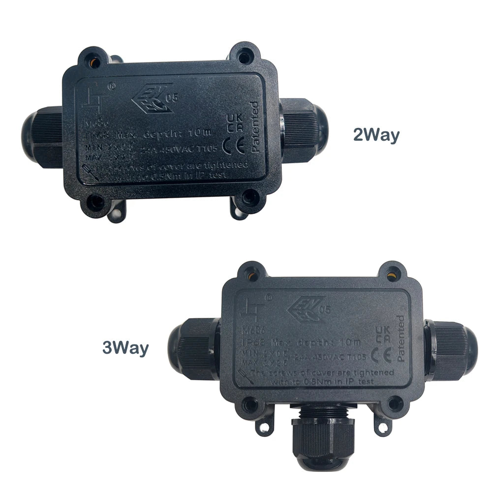 2Way IP68 Underwater Waterproof 2/3Way 4-11mm M20 Power Cord Line Wire External LED Pool Lamp Outdoor Light Cable Junction Box