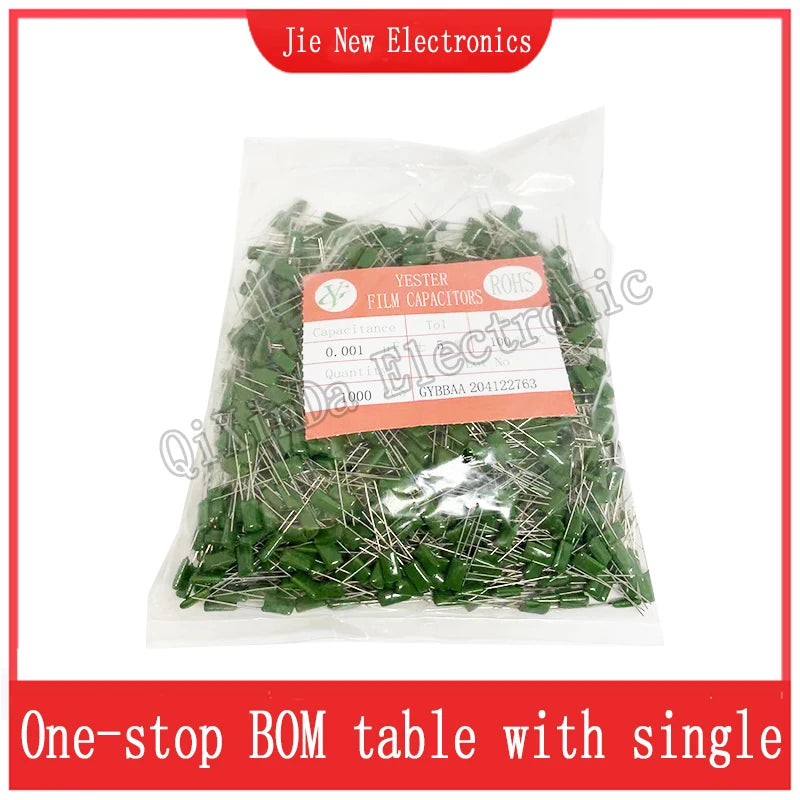 Polyester film capacitor 100V 1nF 1.5nF 2.2nF 100nF 220nF 2A102J 2A152J 2A222J 2A472J 2A103J 2A223J 2A473 2A104J 2A154J 2A474J
