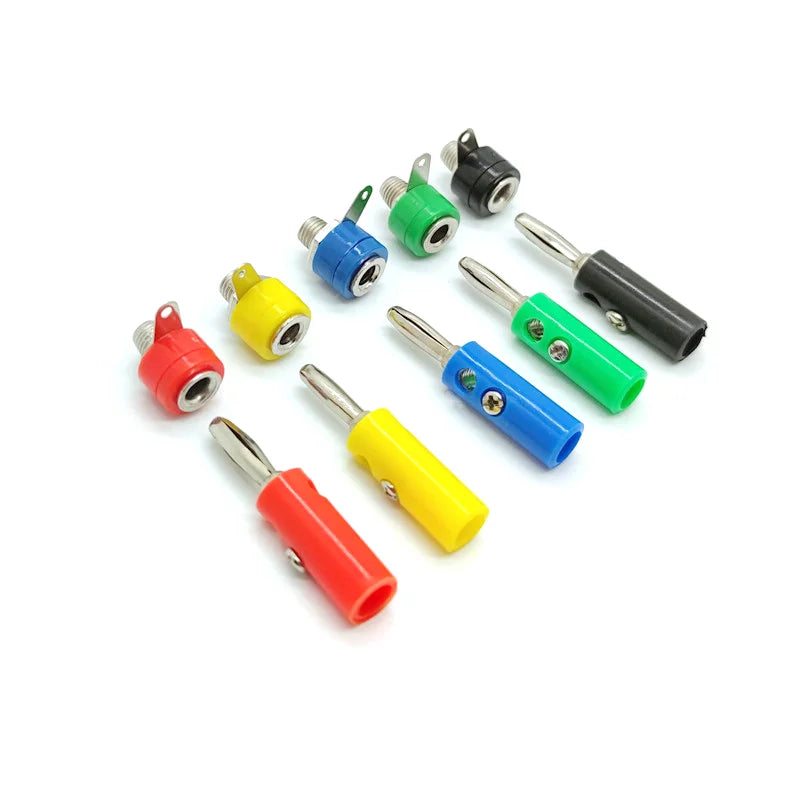 5 Pairs 4mm Banana Plug Male & Female Socket Connector Screw Terminal Binding Post Adapter for Audio Speaker Set