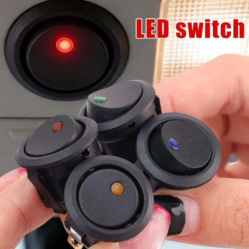 12V LED Boat Switch with Light Car Truck Rocker Switch on/Off Control SPST 3 Pin 2 Position for Marine Auto 1/3/12pcs