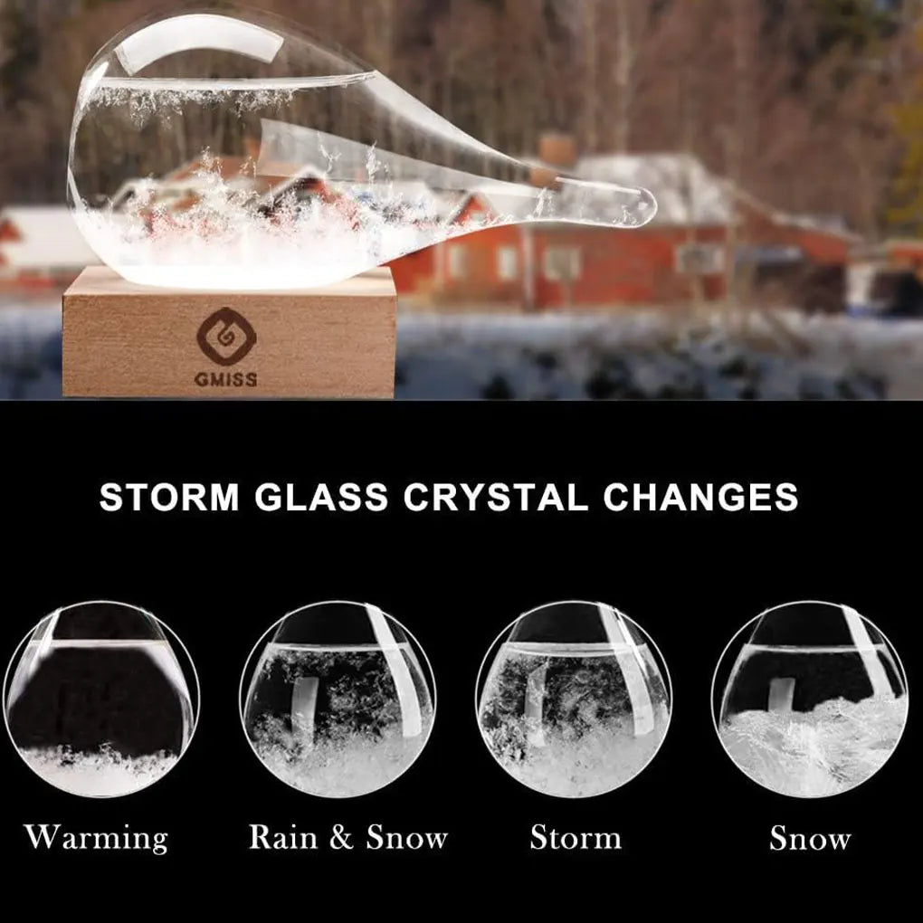 Crystal Storm Glass Barometer - Transparent Weather Forecast Water Drop Weather Station Desktop Decor for Table Ornament
