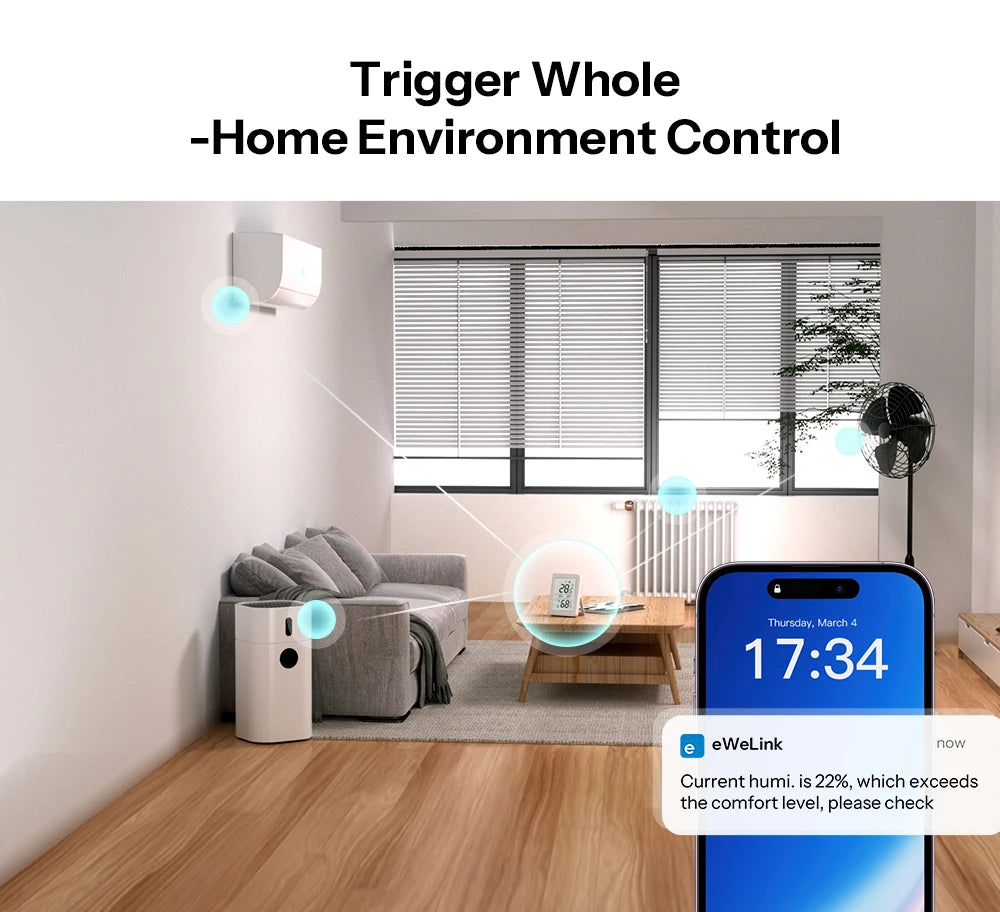 SONOFF SNZB-02DR2 AirGuard TH 3.6'' LCD Zigbee Temperature Humidity Sensor App Monitoring Work With Apple Home Via Matter Bridge