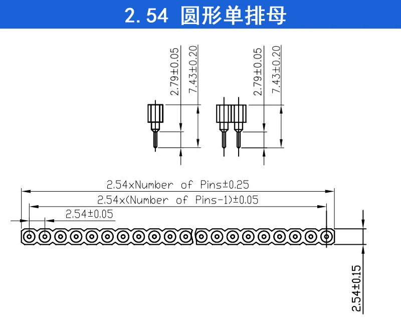 1x40P 1.27mm 2.0mm 2.54mm Round Hole Male Tin Gold Female Pin Header Single Row 0.1" Breakable PCB IC Crystal Transistor Socket