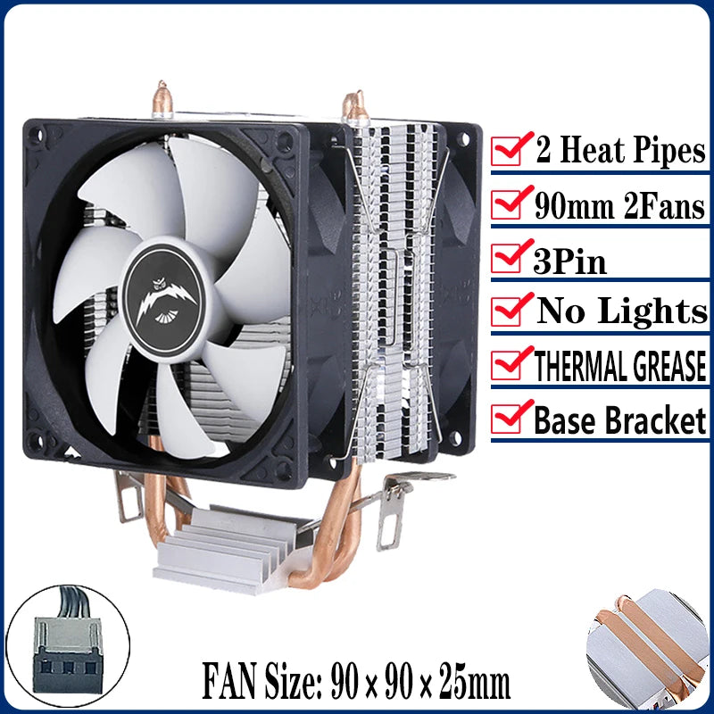 QiuzAim Air-cooled Radiator 2/4/6 Heat Pipe Computer Processor CPU Fan Compatible LGA115x 1200 1700 2011 2066 X79 X99 E5 AM4 AM5