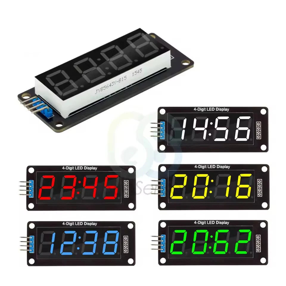 TM1637 LED Display Module 4 Digit 7 Segment Digital Tube 0.56 inch Time Clock Indicator Tube Module Double Dots for Arduino