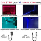 10m 20m 30m 40m Smart RGB LED Strip Lights Bluetooth App Control Music Sync DC24V LED RGB Tape Backing for Bedroom Home Decor