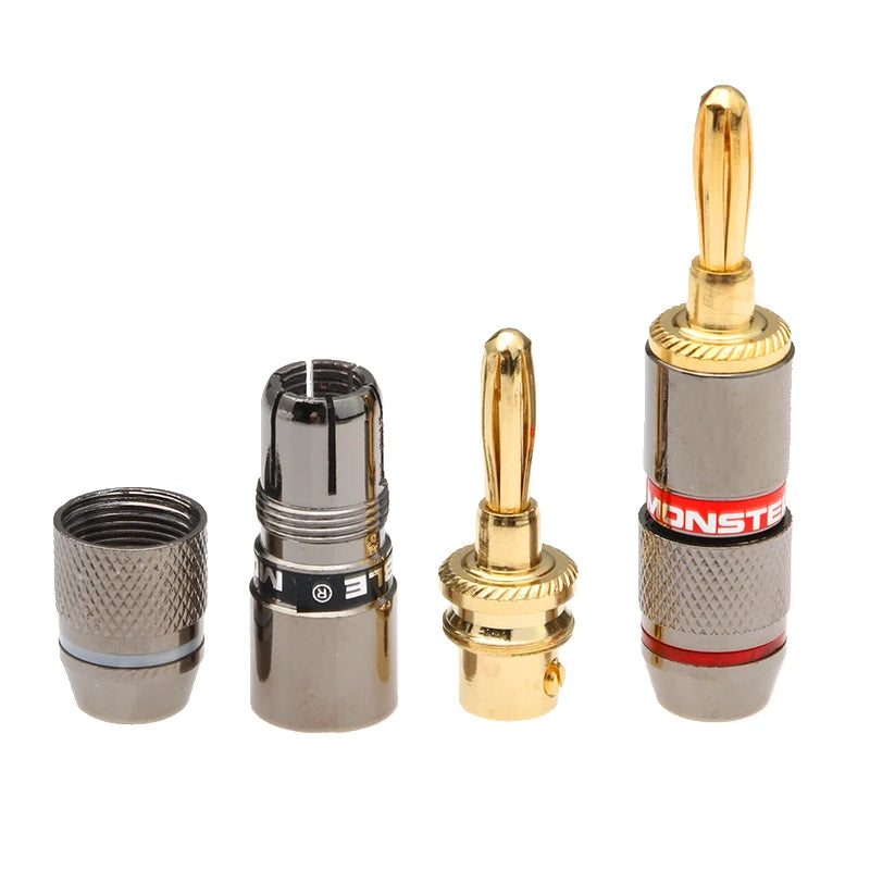 8/12PCS Speaker Banana Plug Connector Monster 24K Gold Plated Copper Speaker Adapter Audio Video Terminal Banana Connectors