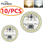 PwwQmm 10pcs/lot LED Chip 15W 12W 9W 7W 5W 3W No Need Driver AC 220V-240V SMD 2835 Cold Warm White Round Lamp Beads for Bulb