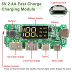 18650 Charging Module Lithium Battery Charger Board LED Dual USB 5V 2.4A Micro or Type-C USB Mobile Power Bankdischarge Short