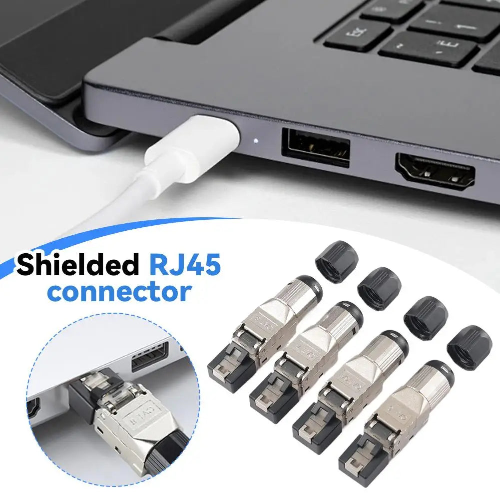 CAT6A Cat8 Cat7  RJ45 Shielded Toolless Connector, 10Gbps Professional Ethernet Modular Plug for Network Cable for 22AWG-24AWG