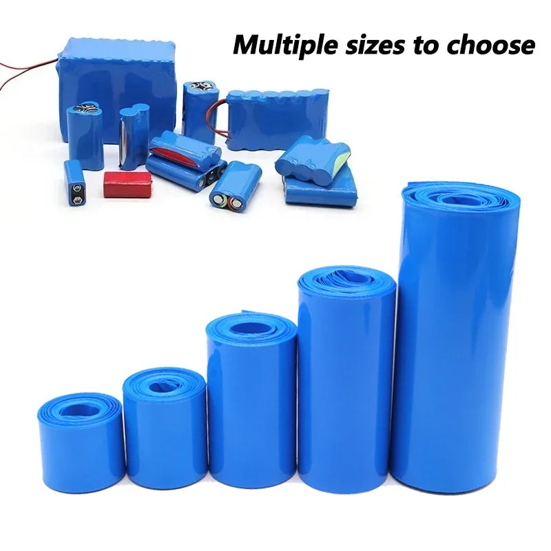 1/5m Blue PVC Heat Shrink Tube Width 50mm ~ 500mm Insulated Sleeve Protection Wrap 18650/21700/26650 Lipo Battery Films Case