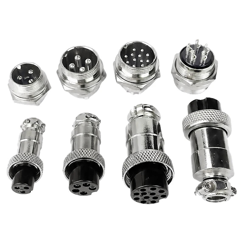 GX12 GX16 GX20 Aviation Connector 2 3 4 5 6 7 8 9 10 12 Pin Male Female Circular Metal Cable Plug Panel Mount Socket Industrial