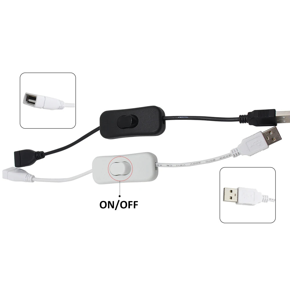 28cm USB Cable with Switch ON/OFF Cable Extension Toggle for USB LED String USB Gadget USB Power Supply Device Tools