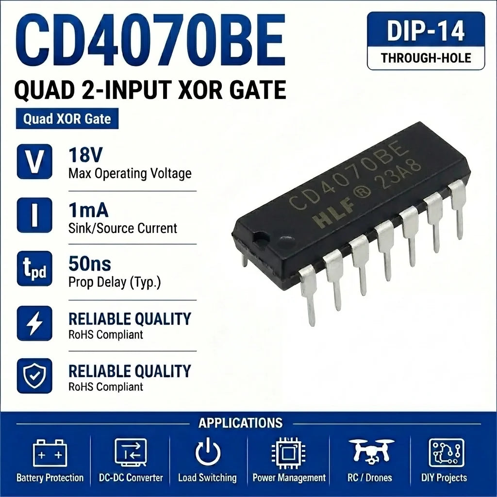 (10 pcs) CD4070BE DIP-14/CD4070BM SOP-14 CD4070 XOR Gate Quad 2-Input CMOS 3V-18V
