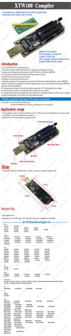 XTW100 CH341A USB Programmer with Software Driver 24 25 Series EEPROM Flash BIOS SPI FLASH Motherboard Multifunctional upgrade