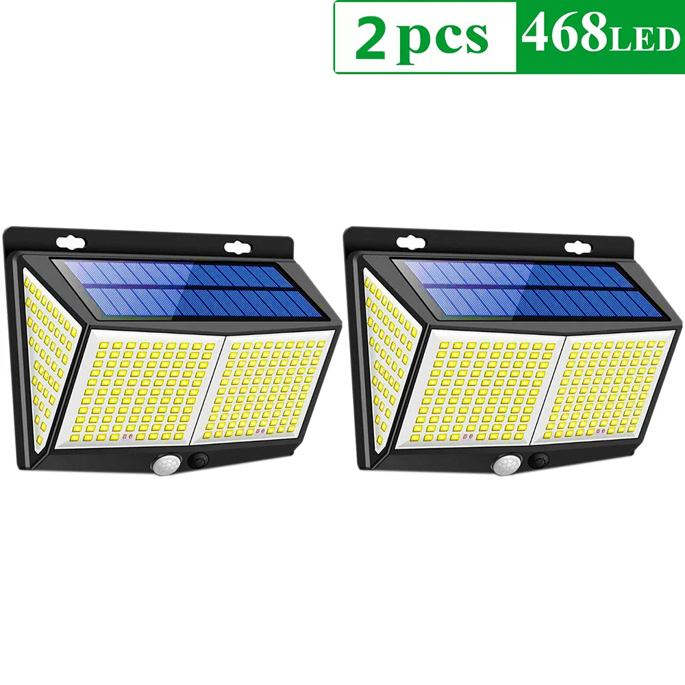 4pcs 468 LED Solar Led Lamp Outdoor Solar Light with Motion Sensor Wall Lights Waterproof Sunlight Powered for Garden Decoration