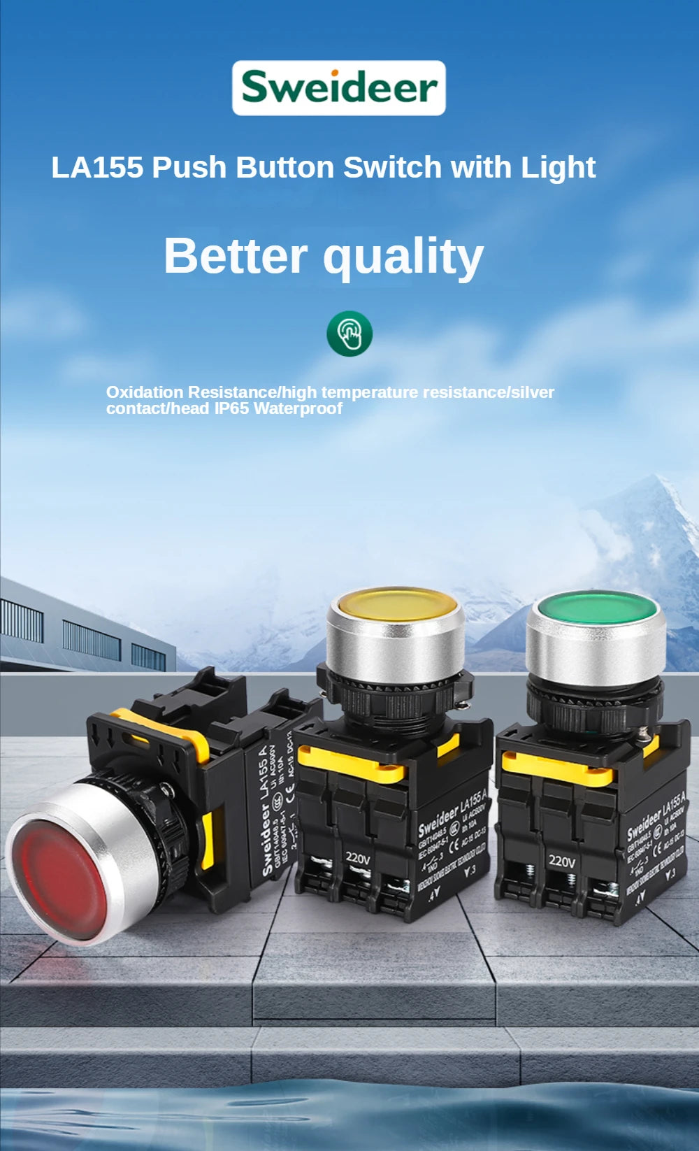 Push Button on Off Switch with LED 22mm Momentary Reset Self Locking Waterproof  Power Switch with Light 12V 24V 220V 10A 1NO2NC