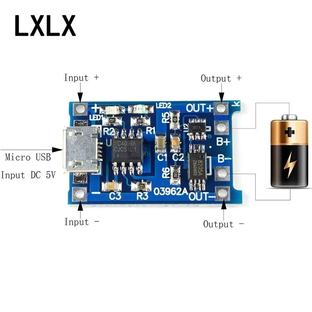10Pcs TP4056 5V1A TYPE-C Micro USB MINI 18650 Li-ion Battery Charging Board Charging Module with Protection Dual Function