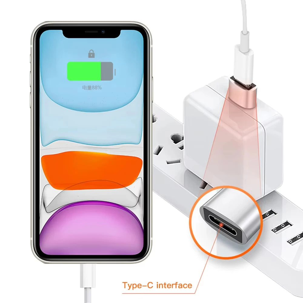 NNBILI 10Pack USB to USB C Adapter USBC Female to USB Male Super Fast Charging and OTG Converter For iPhone Xiaomi Huawei Laptop