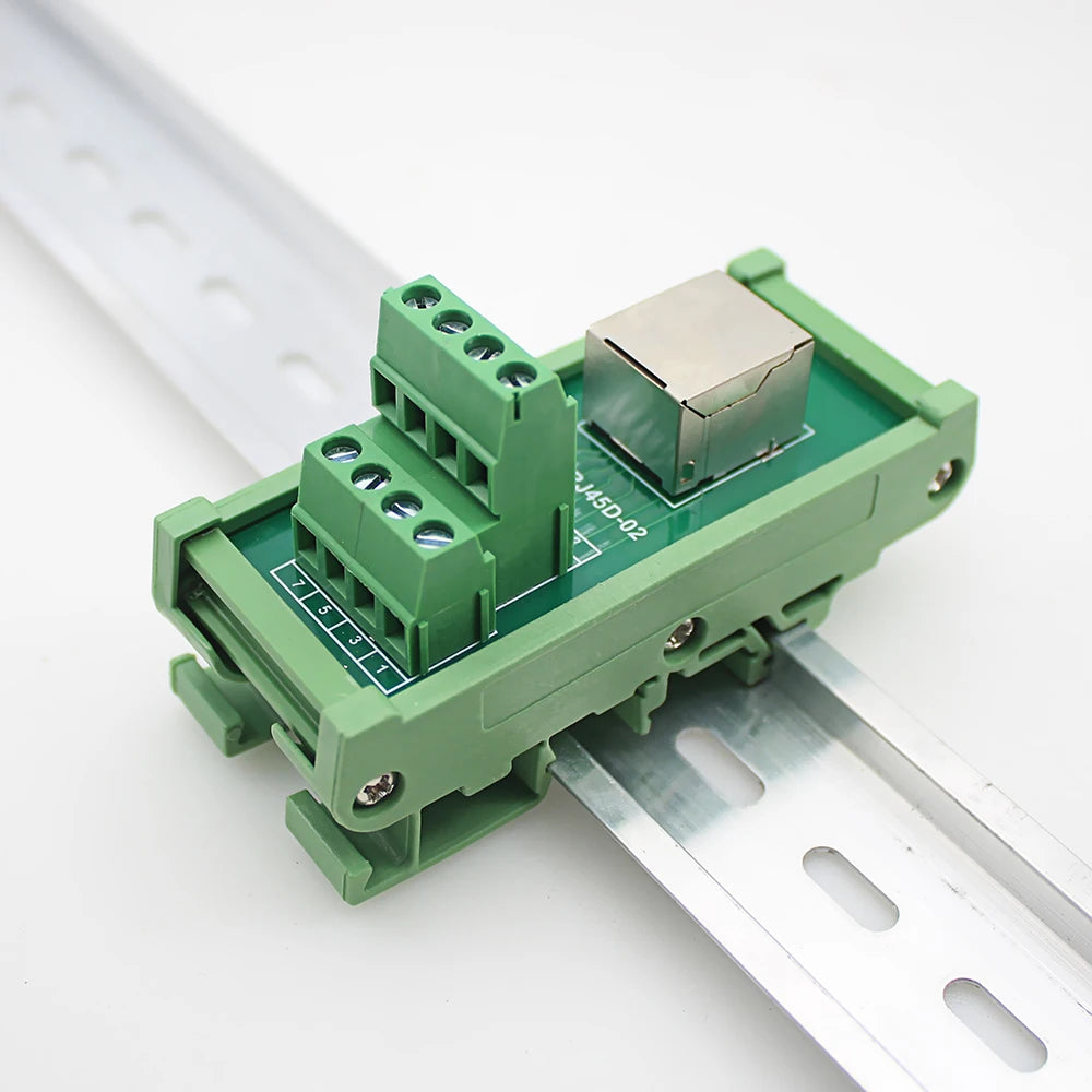 Din Rail Mounting RJ45 Female To Screw Terminal Block RJ45 45 Degree Breakout Board