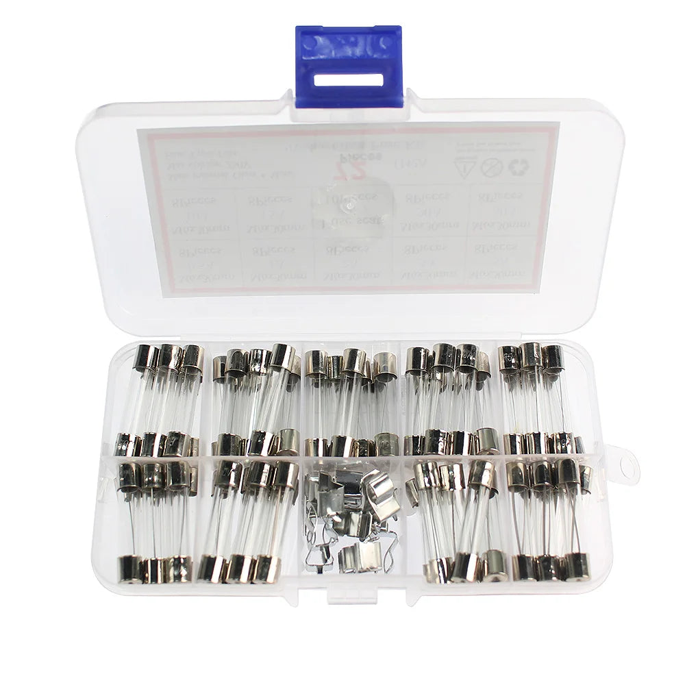 54/72/100/150/200PCS Fuse Assorted kit 5x20mm,6x30mm Quick Blow Glass Tube 0.2A-30A Blow Glass Fuse 10and 15Value electronics ﻿