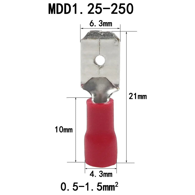 100pcs/50 pairs Female/Male Spade Connectors 16-14 AWG Spade Quick Disconnect Connectors Insulated Spade Wire Crimp Terminal