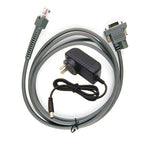 2/3/5M RS232 Straight Harness AC Adapter US EU Plug Power Supply Zebra Symbol LS2208 LS4208 LS9208 Barcode Scanner Serial Cable