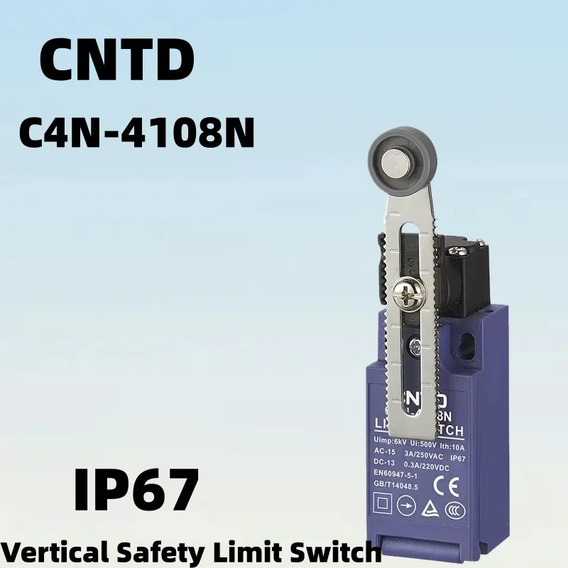 Limit Switch, CNTD C4N‑4108N plastic metal composite housing 1NO1NC forced disconnect contact, 10A 250VAC IP67 top plunger type,