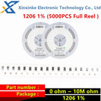 5000PCS 1206 Accuracy 1% Resistor SMD 0 ohm ~ 10M ohm 1R 10R 100R 150R 220R 330R 0 1 10 100 150 220 330 ohm 1K 2.2K 10K 100K