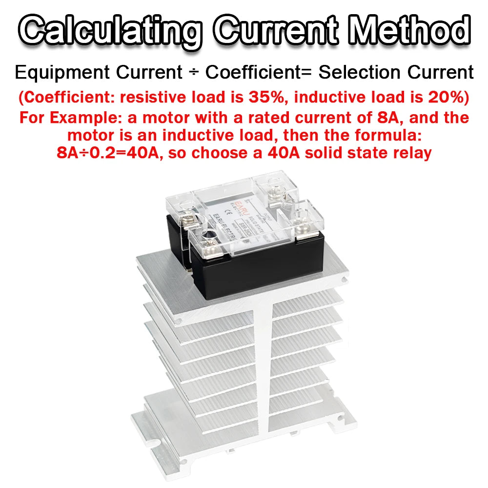 EARU 10A-200A New Single Phase Three Phase Solid State Relay Module Heat Sink SSR DA AA DD Aluminum Fins Radiator Din Rail Mount