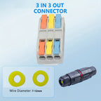 5Pcs Ip68 Waterproof Cable Connector Quick Connection 2 in 2 Out /3 in 3 Out Electrical Terminal Adapter Wire Connector