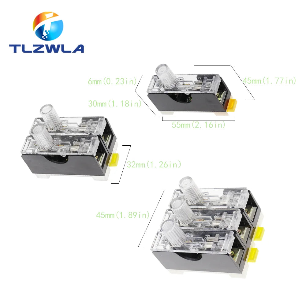 6X30mm 220V Glass Fuse Holder FS-101 FS102 FS103 Din Rail Mount Single Pole 6*30 Fuse Casing 0.5A ~ 30A
