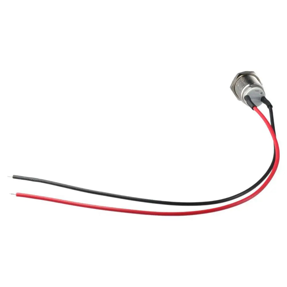5pcs 12mm Momentary Push Button Switch Silver Shell with pre-Wiring, IP65 Waterproof Push Button Switch,Stainless Steel Normally