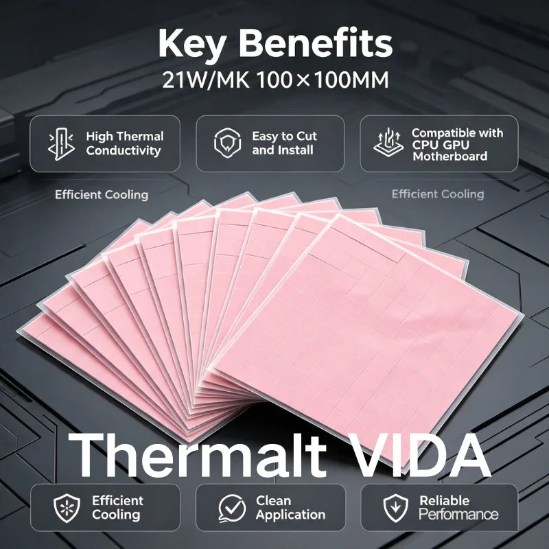 100pcs High Performance 21 W/mK 0.5/1.0/1.5/2.0/2.5mm Thermal Pad GPU CPU Heatsink Cooling Conductive Silicone Pad