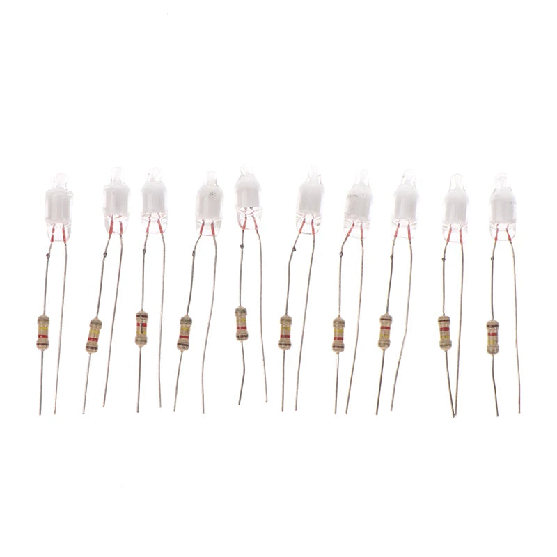 High Quality 10Pcs Neon Light Bulbs 4*10mm 5*13mm Main Power Indicator With Resistance 220V Red/Blue/Green