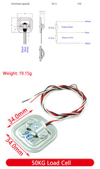 HX711 AD Module Body Load Cell Weighing Sensor Pressure Sensor+4Pcs 50kg Human Scale Load Cell Weight Sensors+Measurement Tools