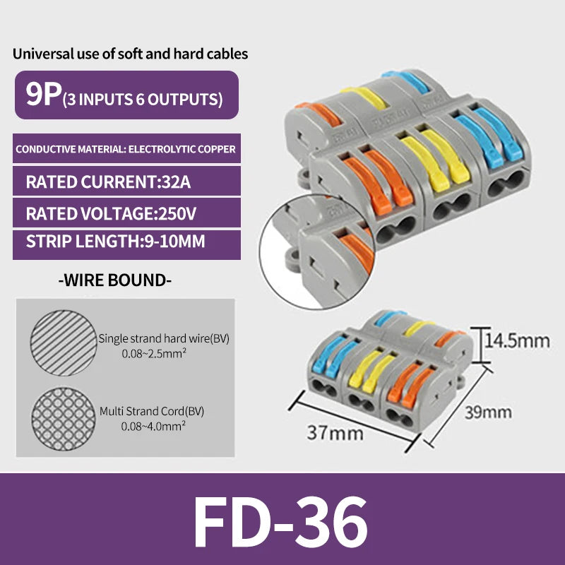 10/100Pcs Lever Wire Connectors, Compact Splicing Wire Connector, 2 3 5 Way Electrical Connectors, for Quick Connect 28-12 AWG