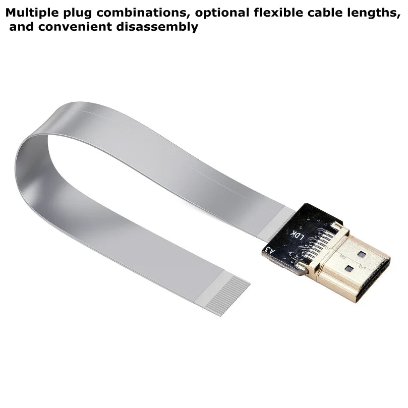Ribbon FPV HDMI-Compatible Connector Flexible Flat Cable Raspberry Pi 4 Micro HDMI to HDMI/Mini HDMI Female 90 Degree FFC 20pin