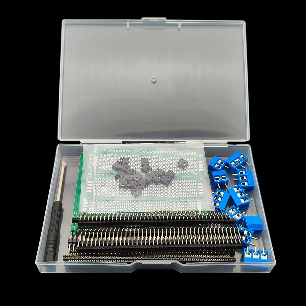 61Pcs/Box Double Side PCB Board Kit 1x40Pin Single Row Male and Female Pin Header Screw Terminal Block Connector Kit For Arduino