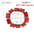 20/40PCS 400V CBB Capacitor Kit CBB Polypropylene Film Capacitors 103J 224J 104J 105J 334J 473J684J P7.5mm 10mm 15mm 20mm 25mm