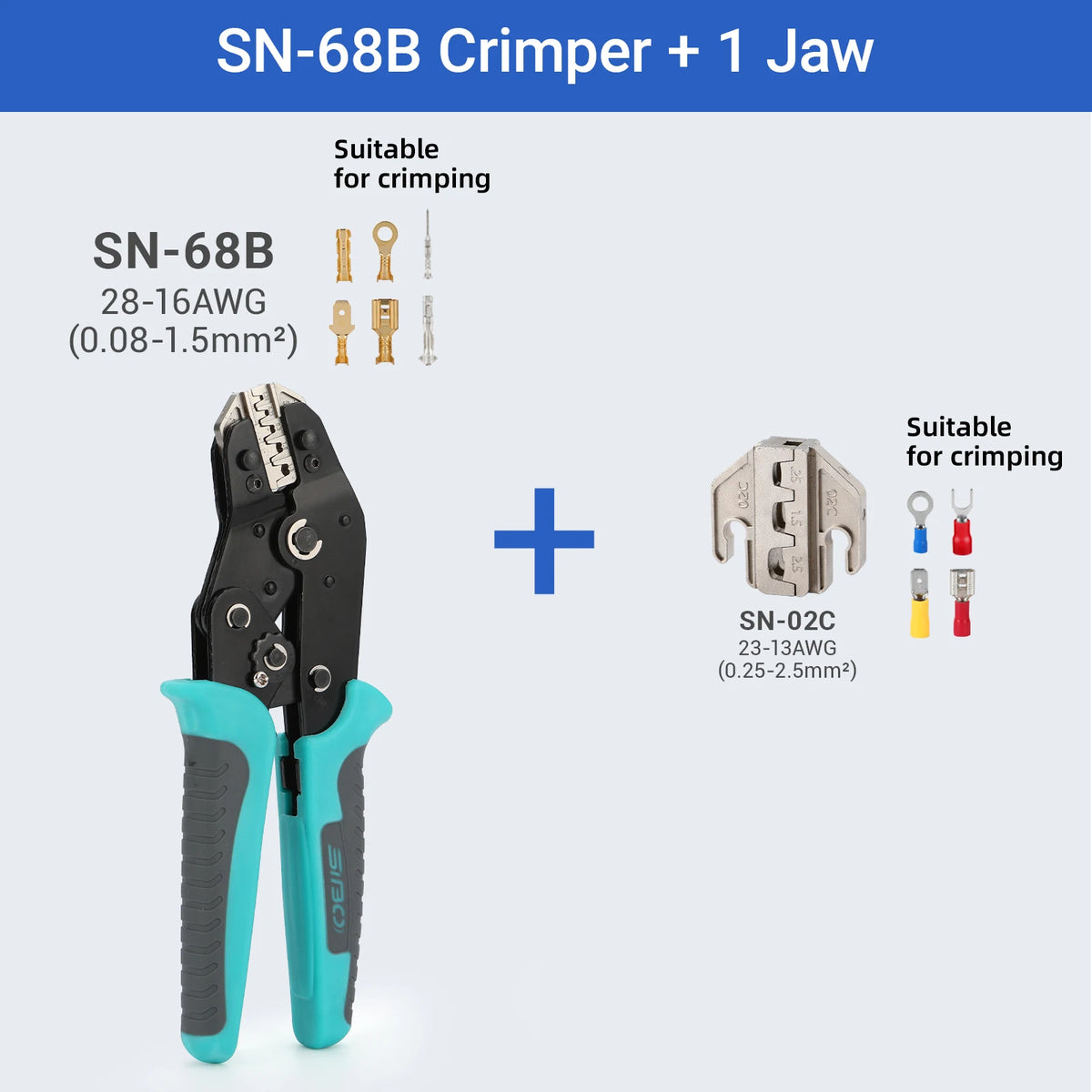 Crimping Tool Set Electrician Tools Quick Change Jaws For Crimp Terminals Dupont JST Non Insulated Open Barrel Ferrule Solar MC4