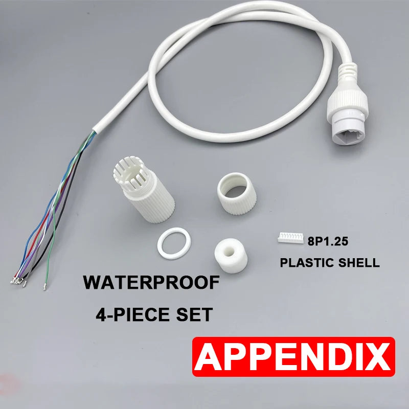 RJ45 8 Pin Female Socket Network Camera Waterproof Pigtail Terminal Block 1.25 Single-end Network Port Cable Tp12v Poe Connector