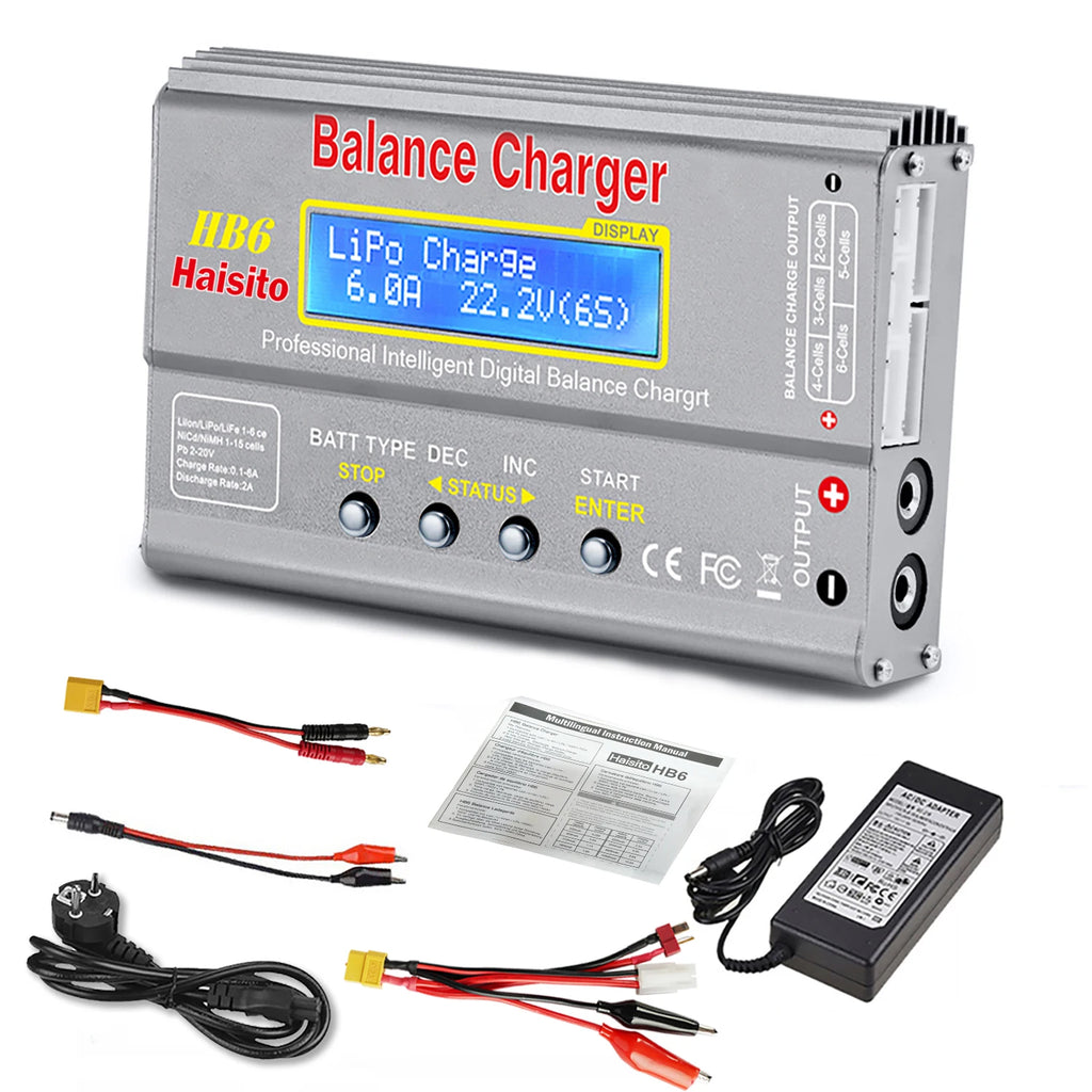 IMAX B6 80W Multi-function Battery Charger For Lipo Li-ion LiFe NiMh Ni-Cd PB XT60 Tamiya RC Balance Discharger+15V 6A Adapter